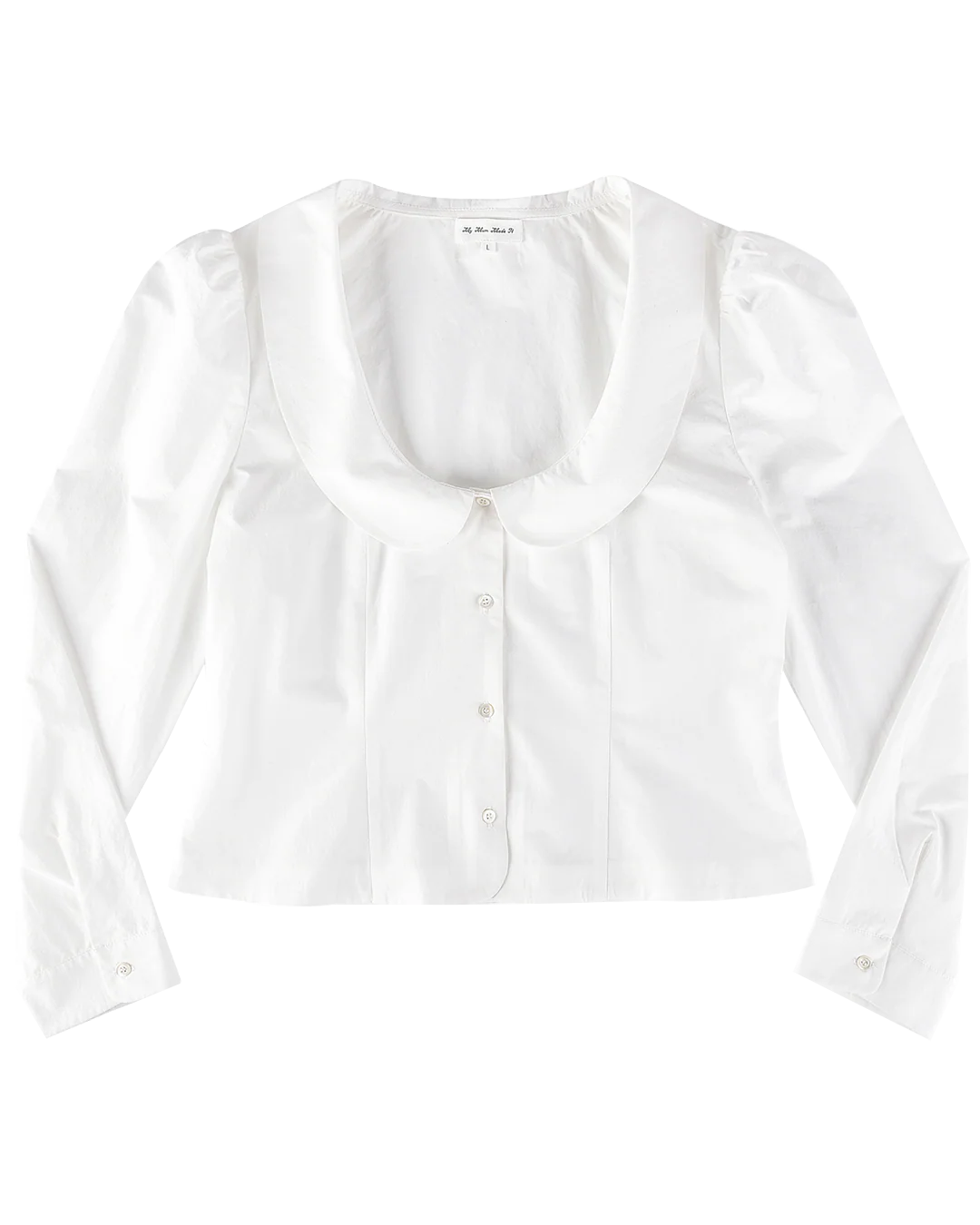 Curved Collar Button Shirt - White