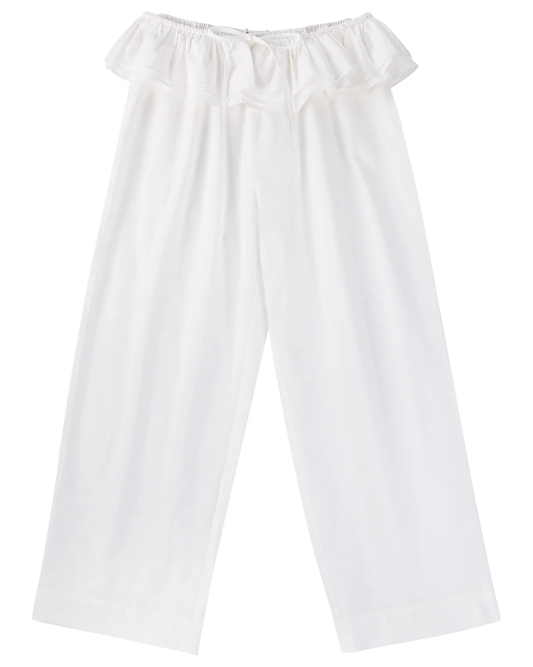 Detachable Ruffle Belt Pant - White