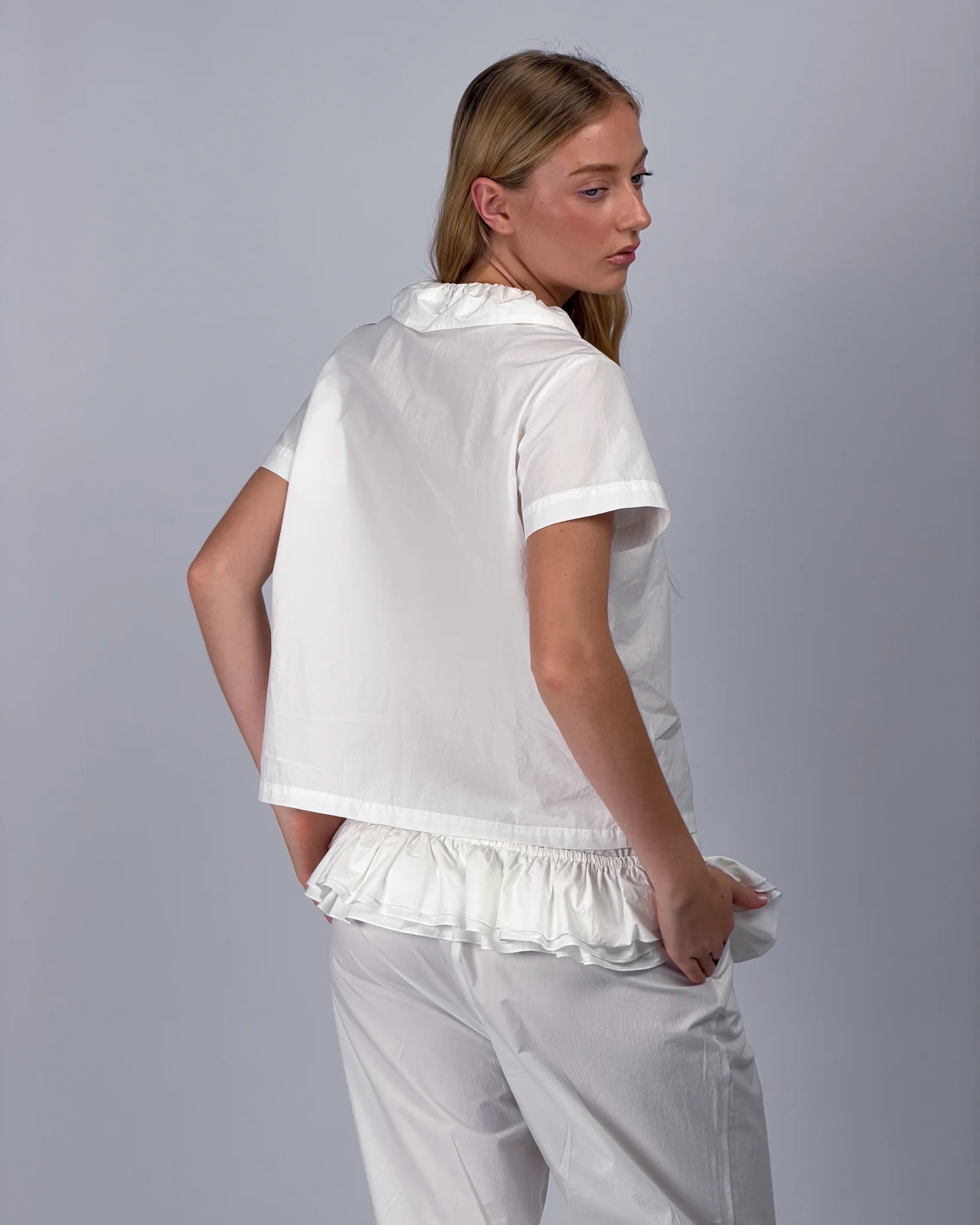 Detachable Ruffle Belt Pant - White - Image 7