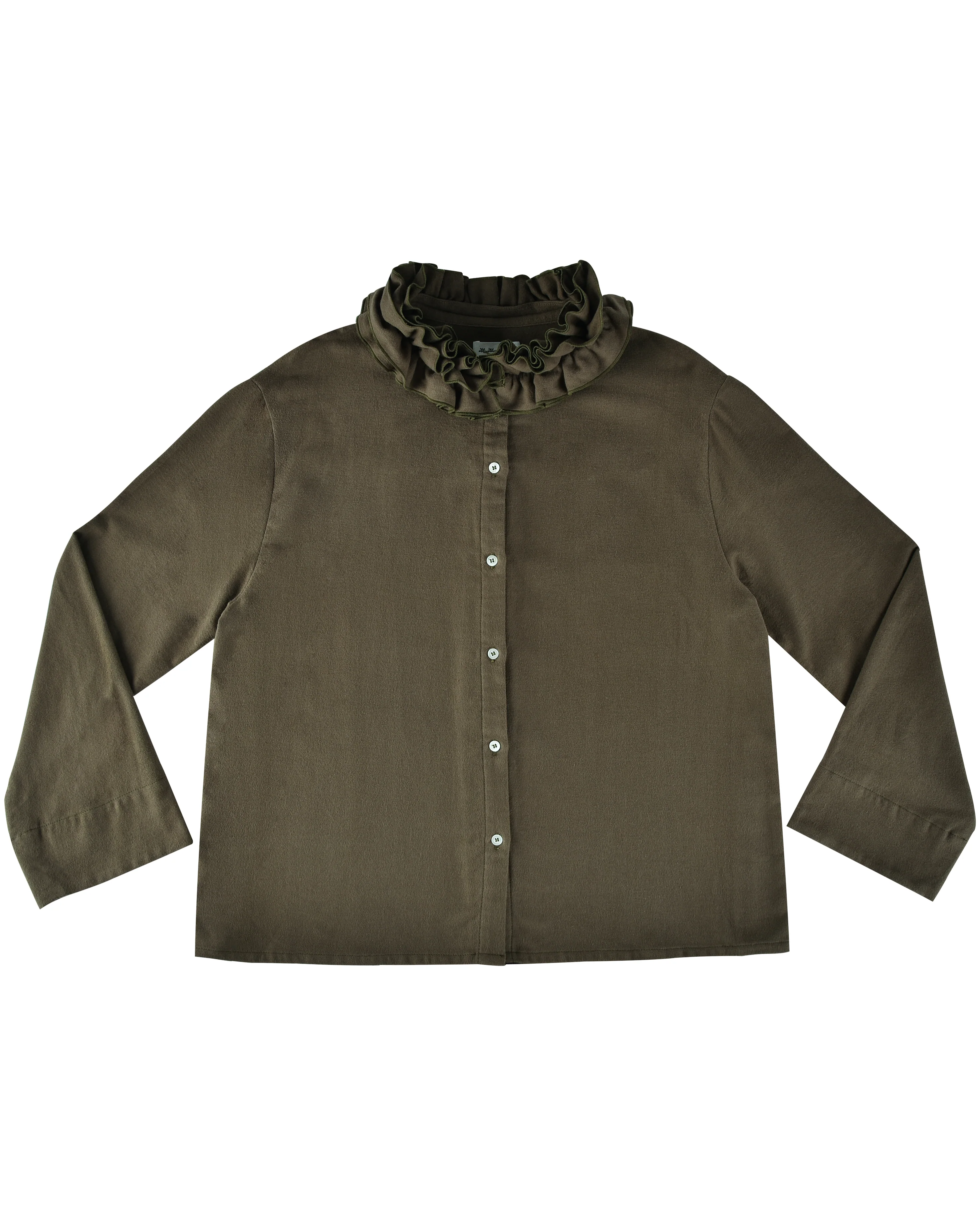 Flannel Ruffle Blouse - Eucalyptus