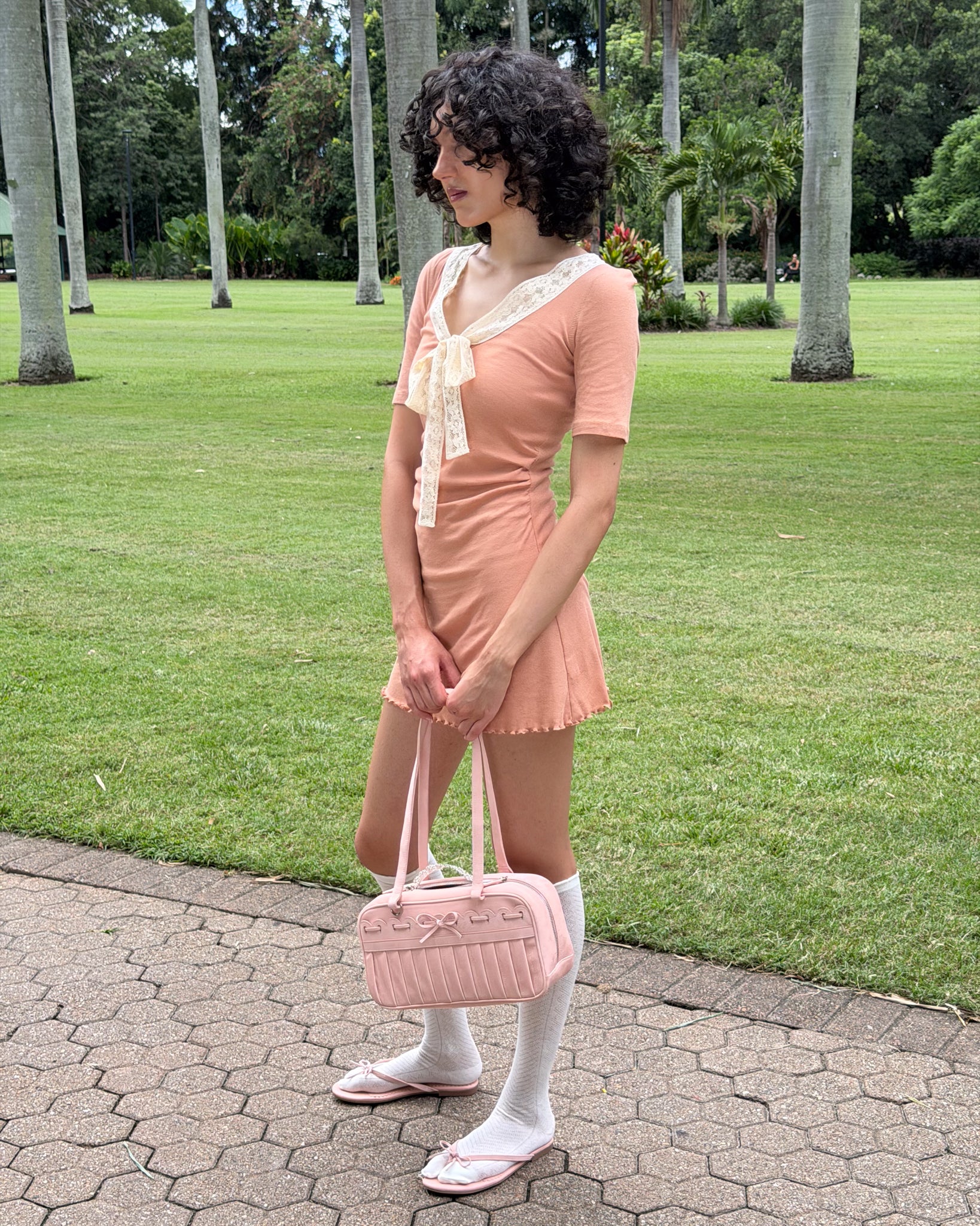 Lace Bow Mini Dress - Rose Veil - Image 5
