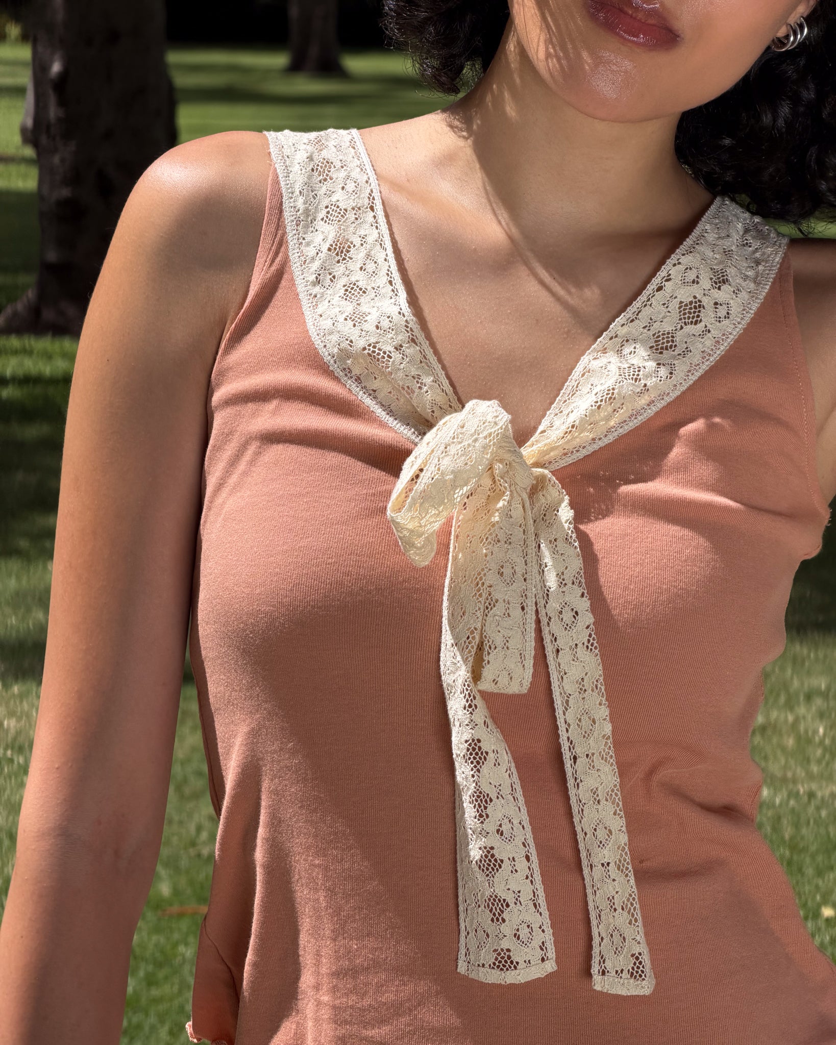 Lace Bow Tank - Rose Veil - Image 3