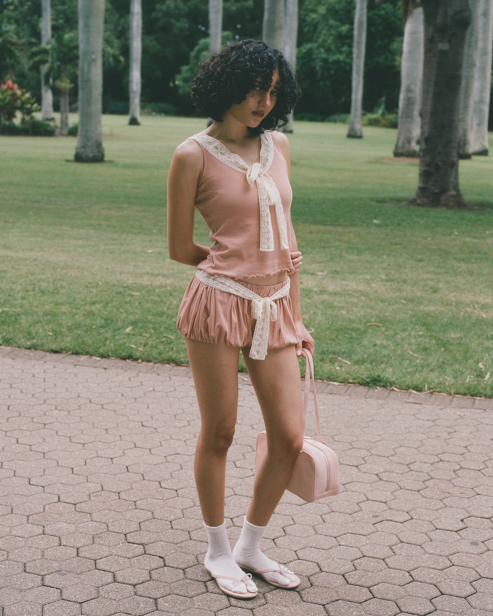 Lace Bow Tank - Rose Veil - Image 4