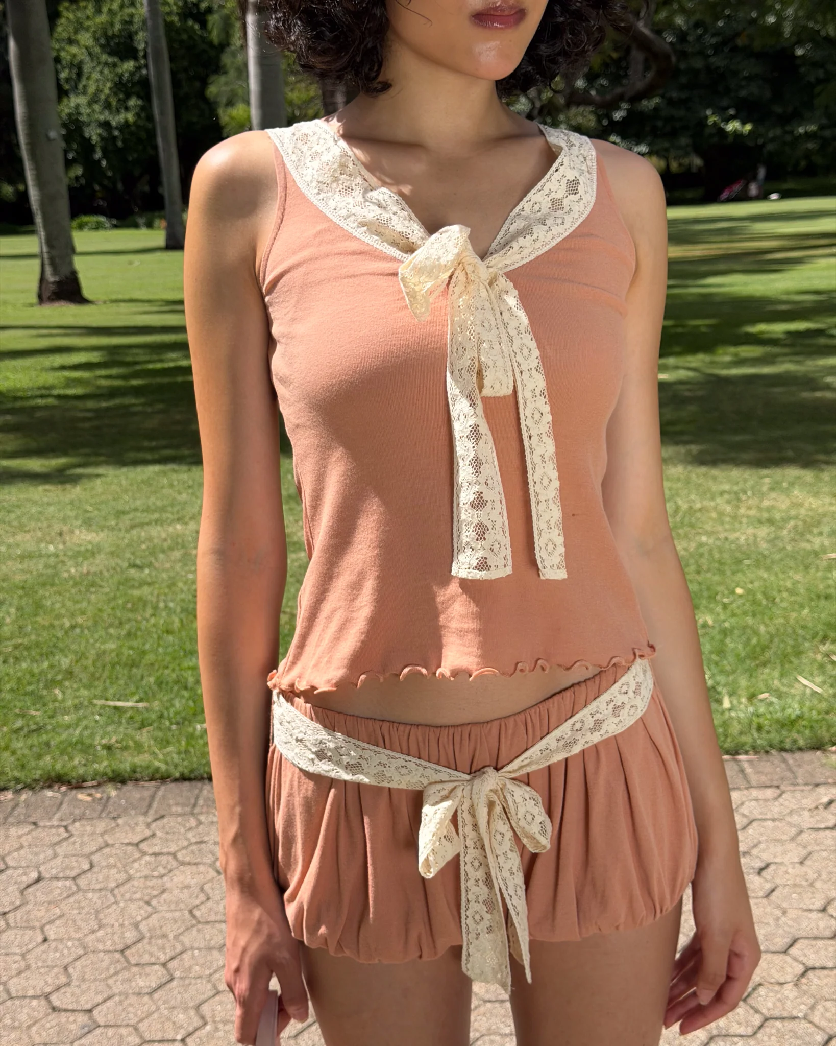 Lace Bow Tank - Rose Veil - Image 5