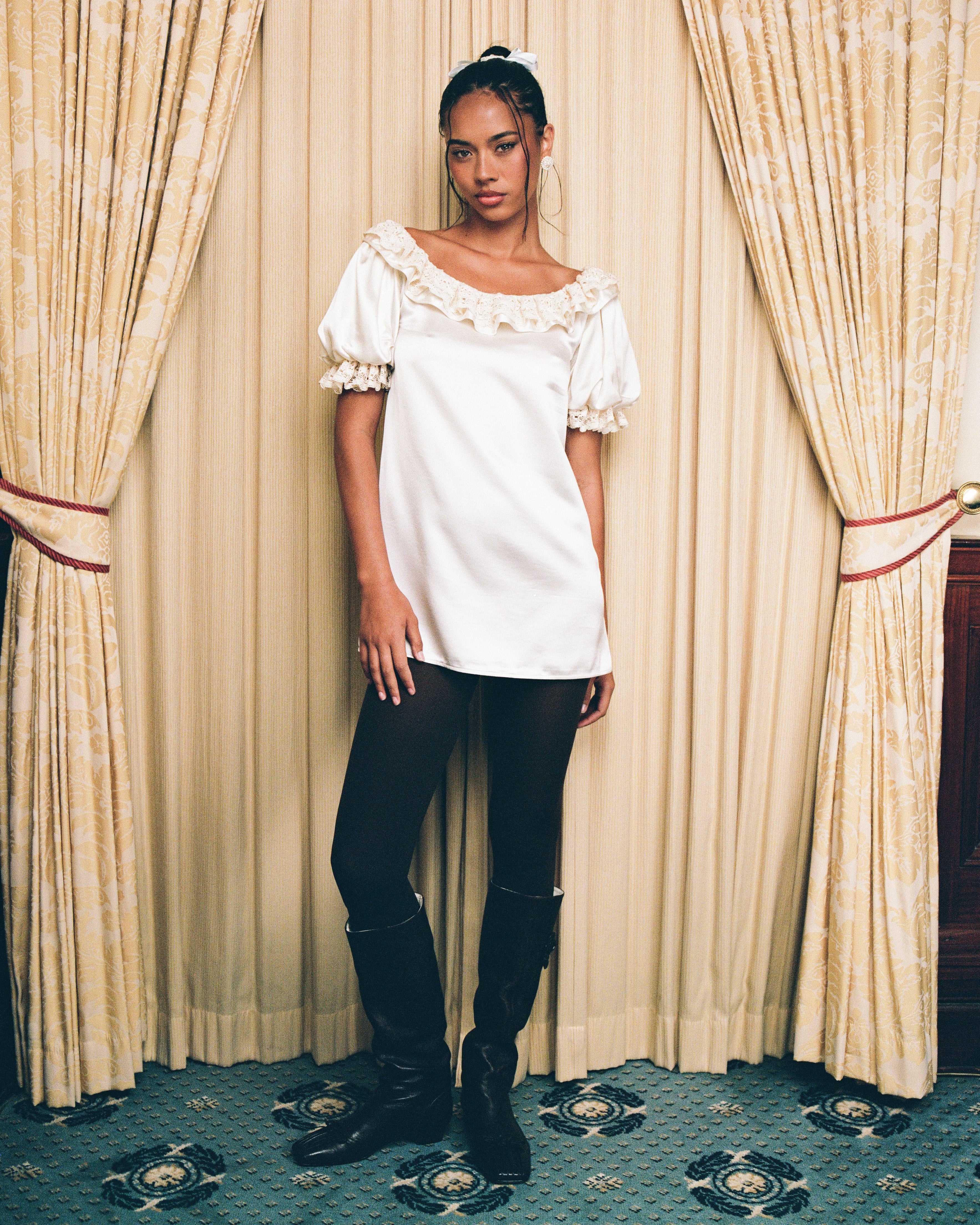 Lace Layer Soirée Dress - Frost - Image 3