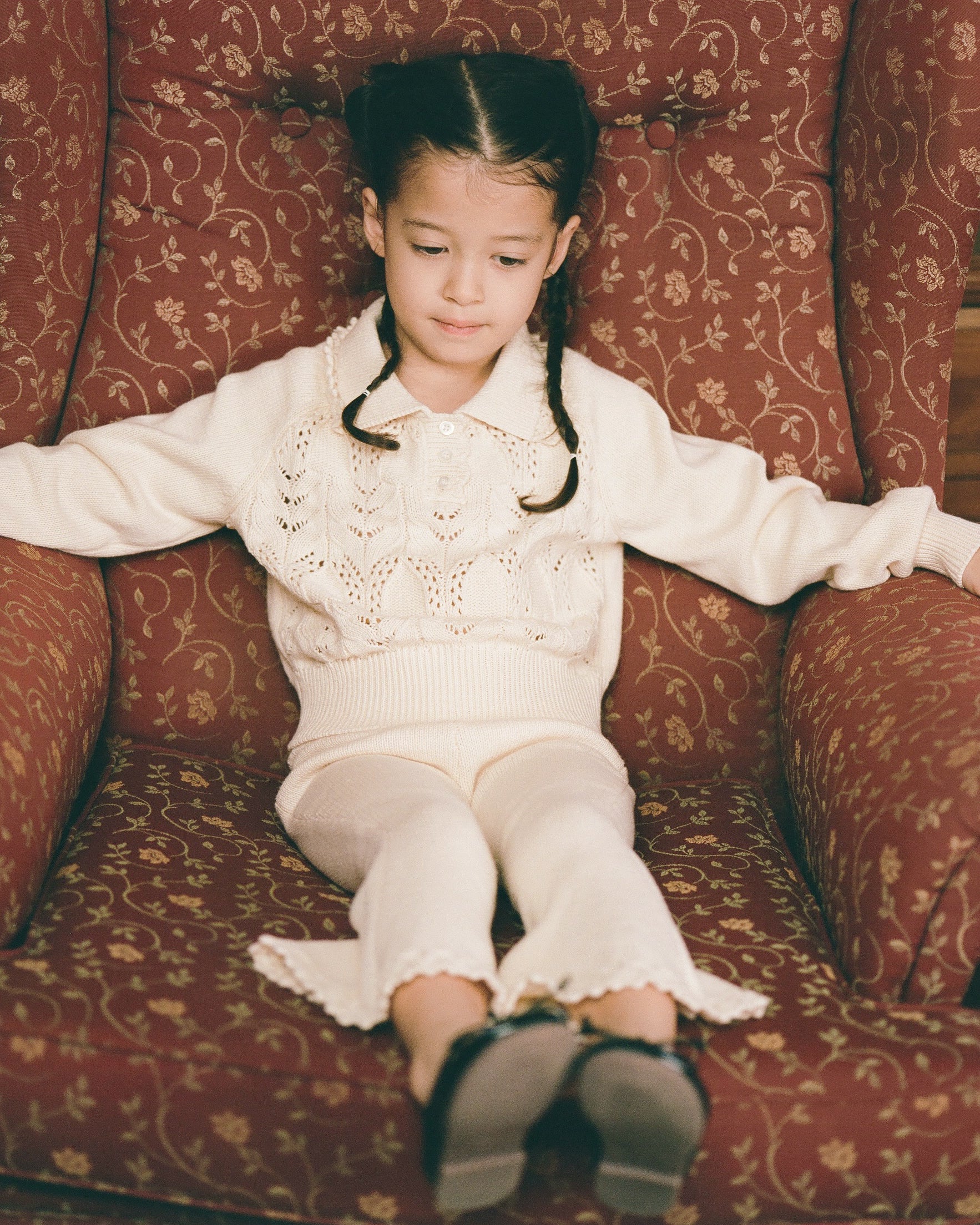 Mini Buttoned Lace Knit Pullover - Porcelain - Image 2