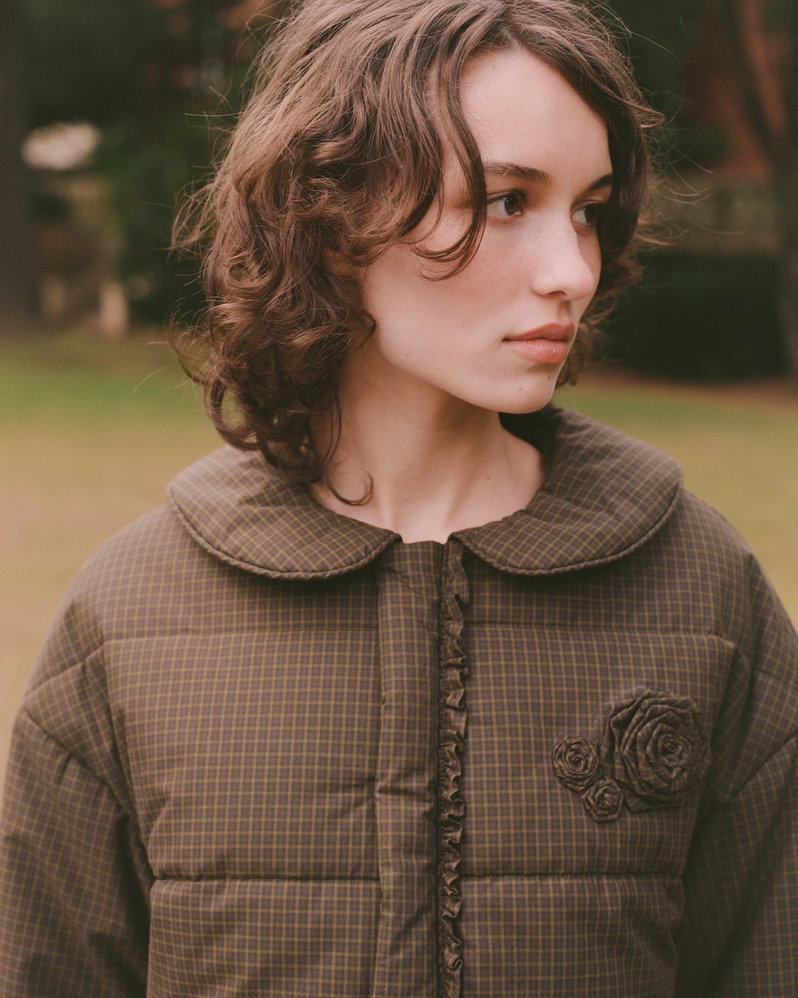 Rosette Puffer Jacket - Ivy Check - Image 3
