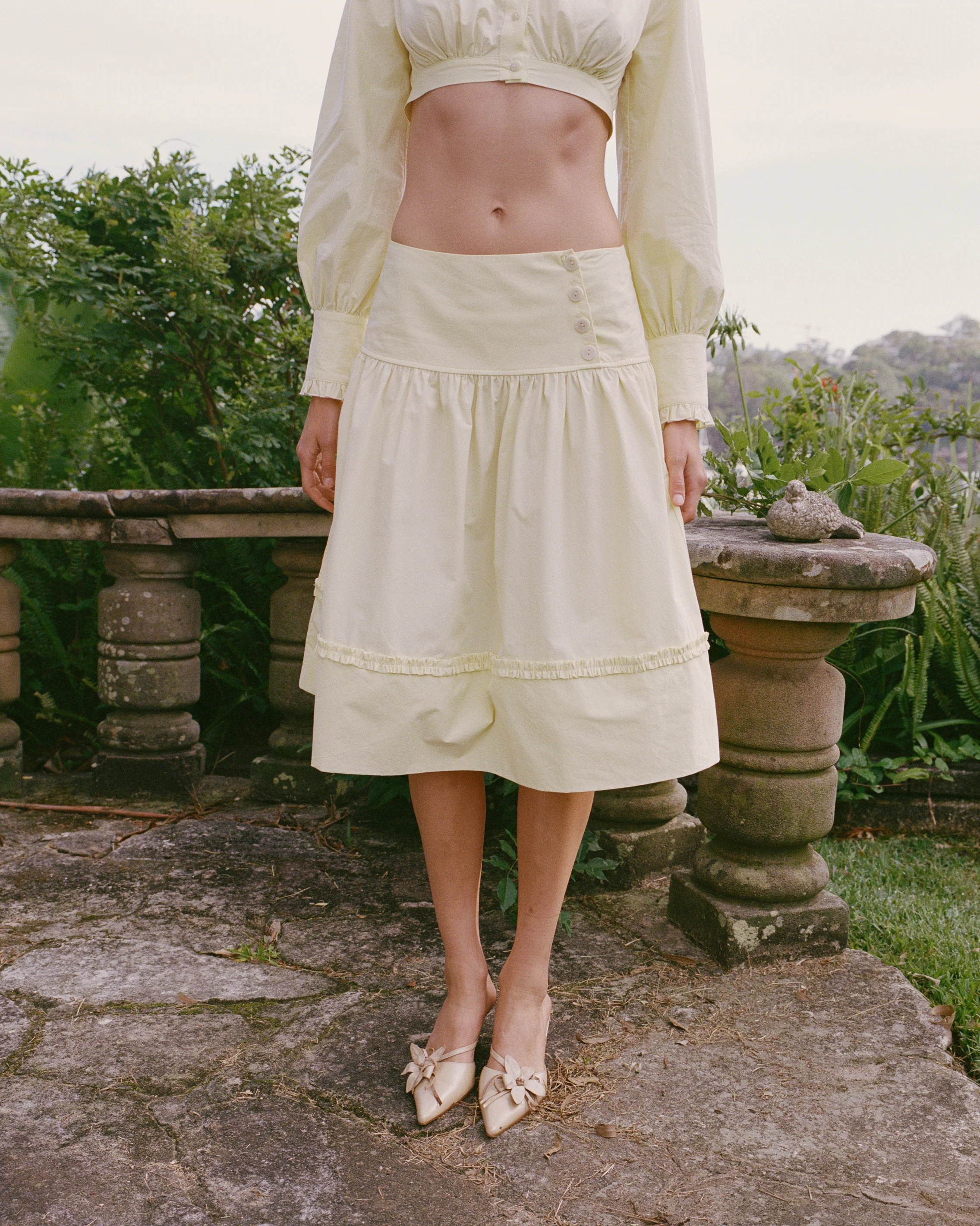 Ruche Button Midi Skirt - Citrine - Image 6
