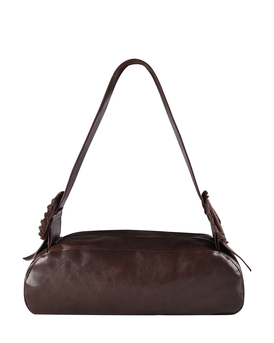 Leather Crochet Buckle Bag - Saddle
