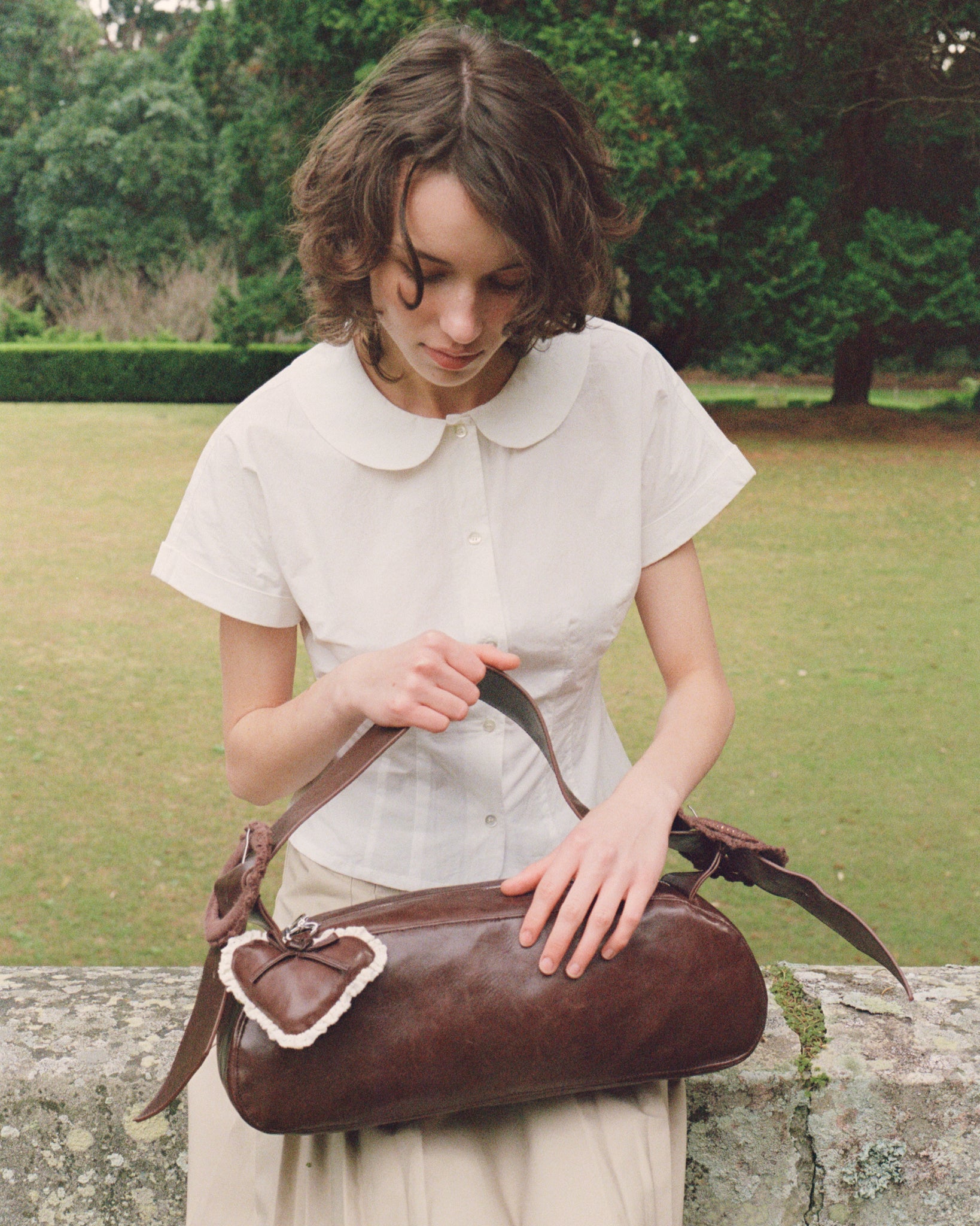 Leather Crochet Buckle Bag - Saddle - Image 4