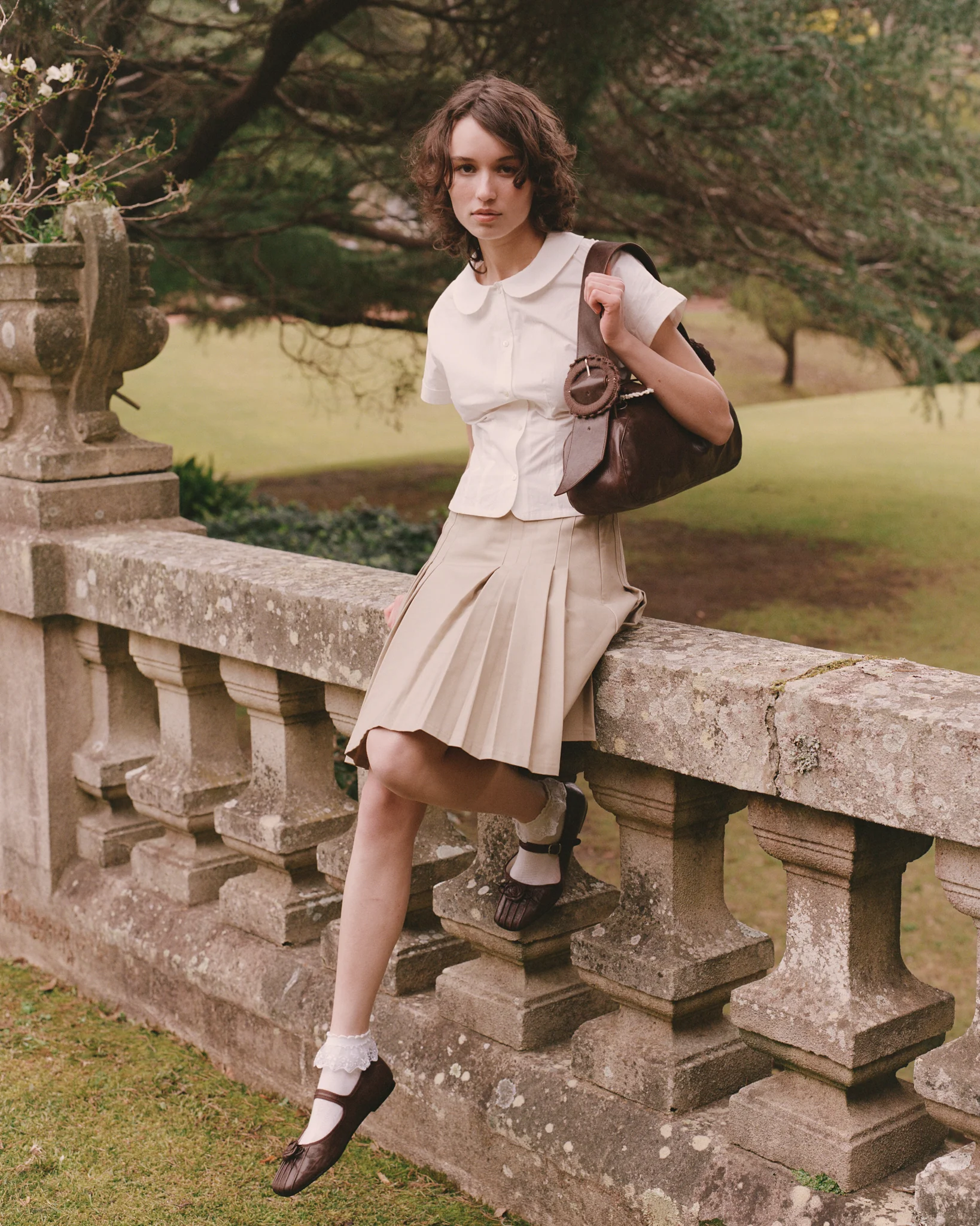 Leather Crochet Buckle Bag - Saddle - Image 5