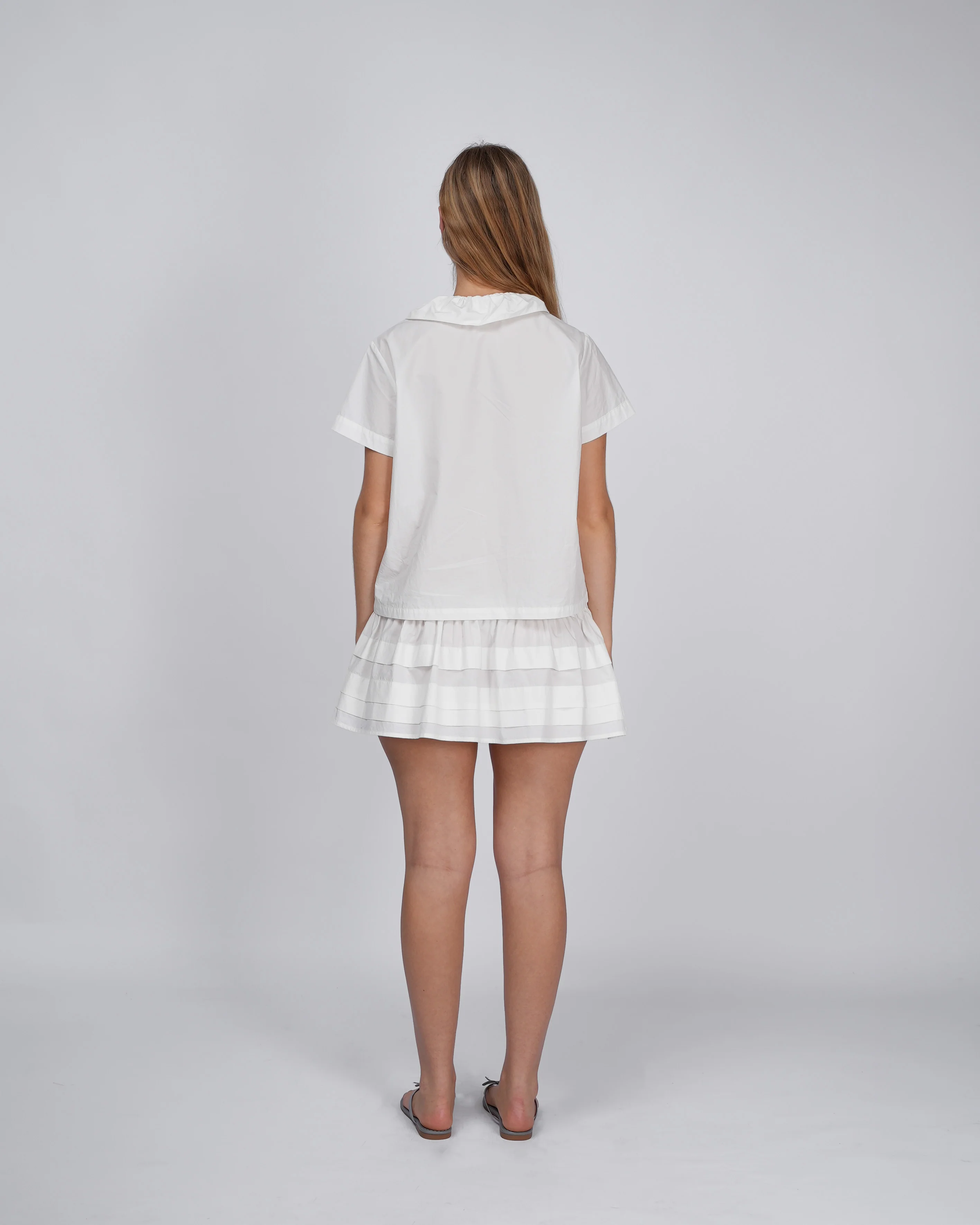 Tiered Pleat Mini Skirt - White - Image 6